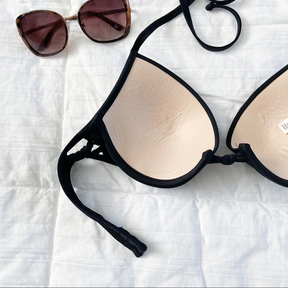 Aeropostale Black Padded String Bikini Top Medium - Picture 4 of 10